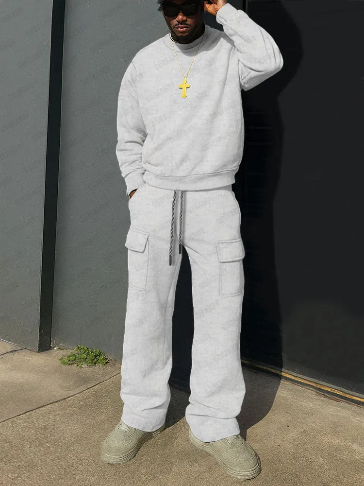 Comfort Ribbed Crewneck Sweatshirt Set sold by Coofandy