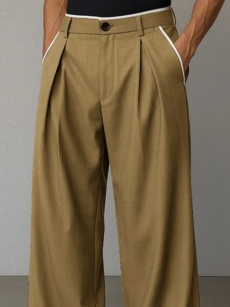 Modern Contrast Trim Straight Cut Pants sold by Coofandy product image thumbnail 3