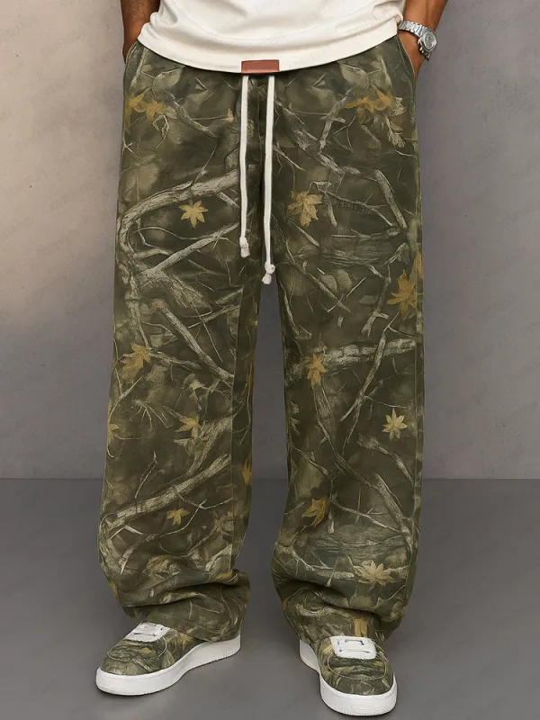 Casual Forest Camo Print Straight Leg Pants made by Coofandy