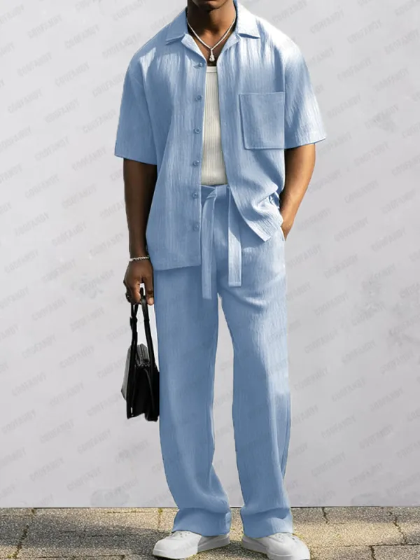 Casual Chic 100% Cotton Shirt Pants Set sold by Coofandy
