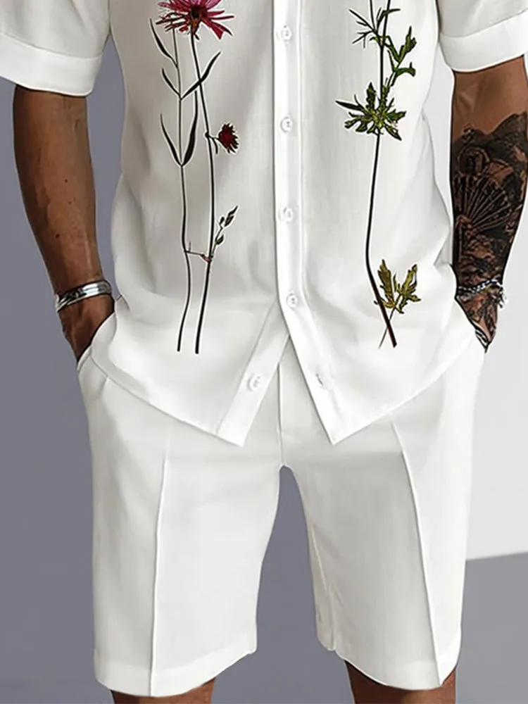 Effortless Floral Print Shirt Shorts Set sold by Coofandy product image thumbnail 4