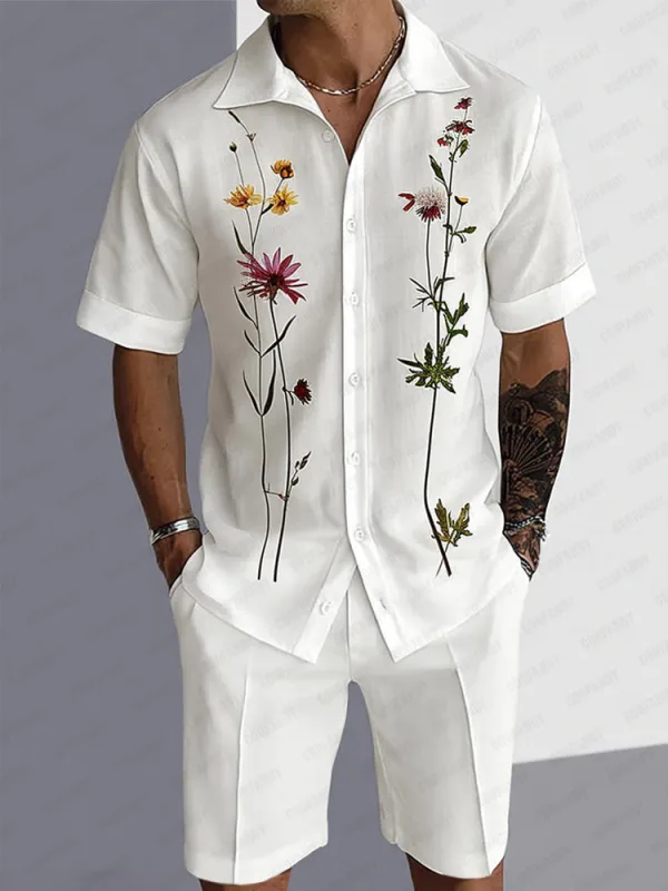 Effortless Floral Print Shirt Shorts Set sold by Coofandy