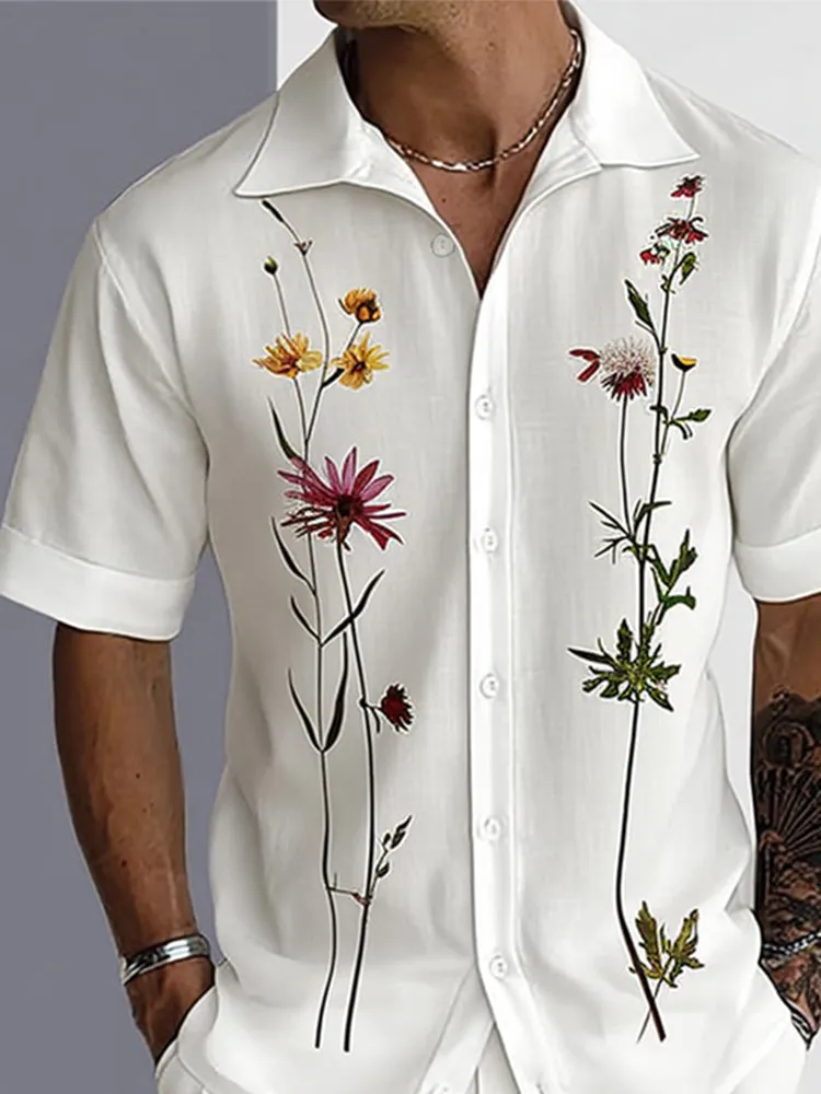 Effortless Floral Print Shirt Shorts Set sold by Coofandy product image thumbnail 3