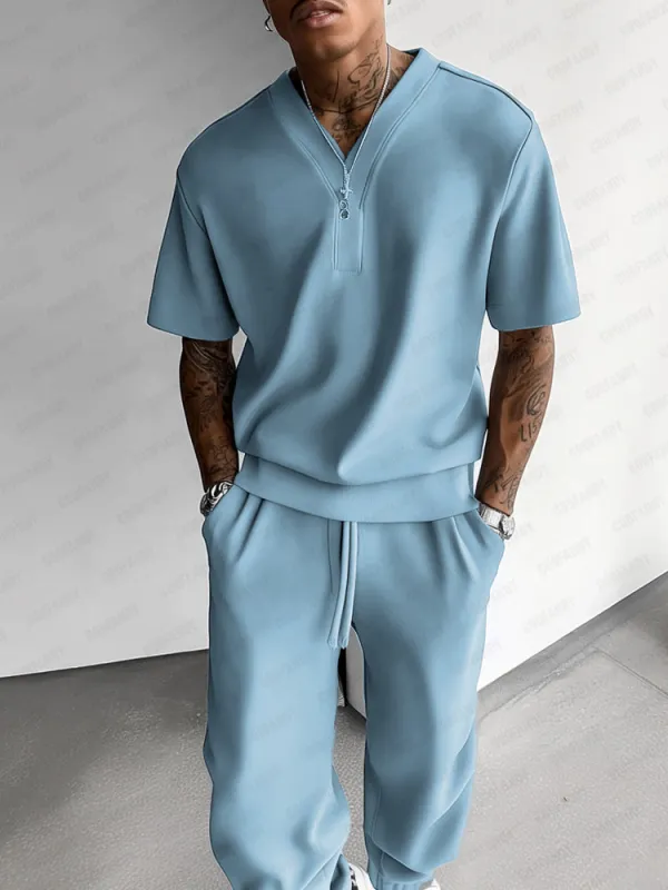 Premium Solid T-Shirt Pants Set sold by Coofandy