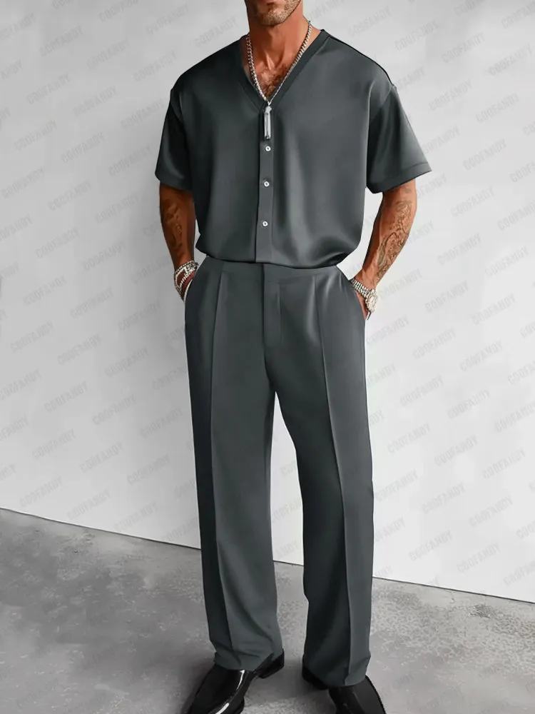 Modern Relaxed Fit Shirt Pants Set sold by Coofandy product image thumbnail 5