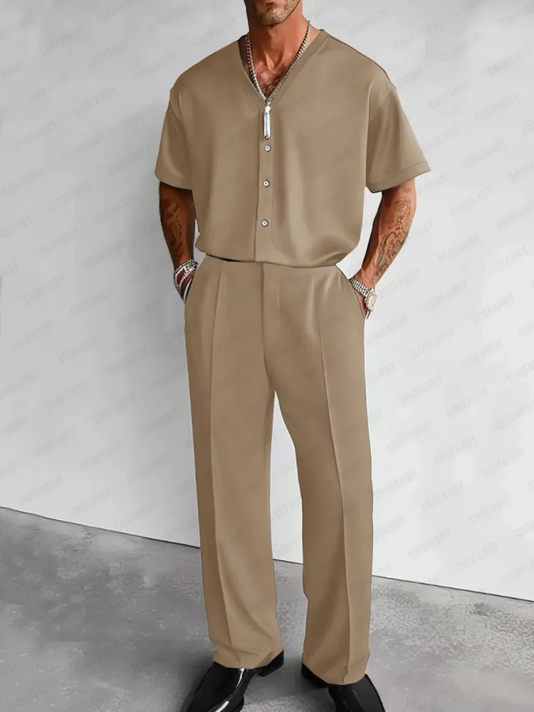 Modern Relaxed Fit Shirt Pants Set sold by Coofandy product image thumbnail 2