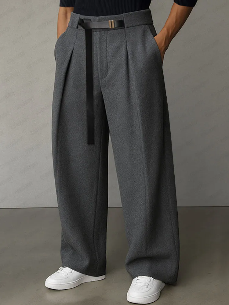 Casual Belt Accent Straight Cut Suit Pants sold by Coofandy