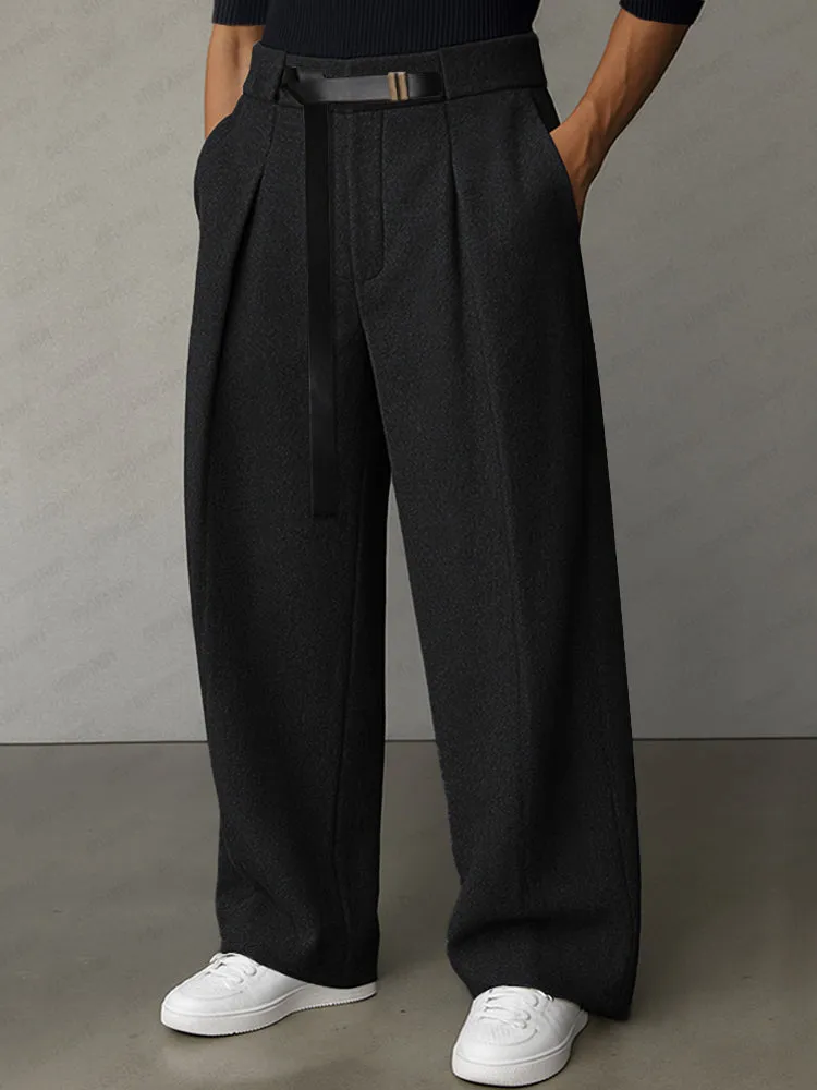 Casual Belt Accent Straight Cut Suit Pants sold by Coofandy product image thumbnail 2