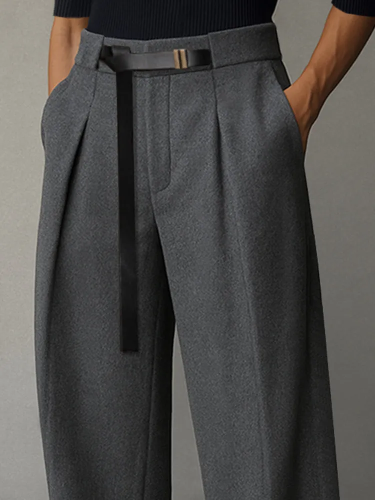 Casual Belt Accent Straight Cut Suit Pants sold by Coofandy product image thumbnail 3