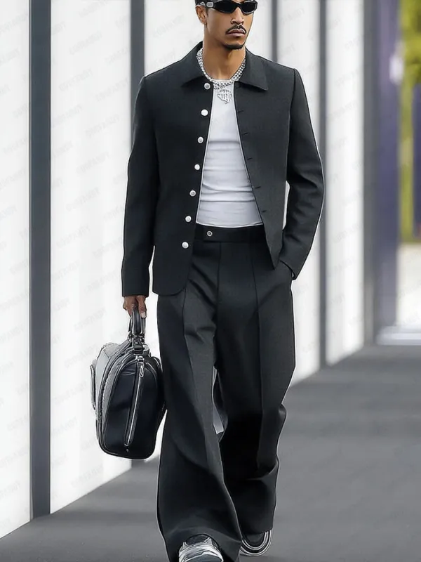 Fashion Wide-Leg Thin Suit Set sold by Coofandy