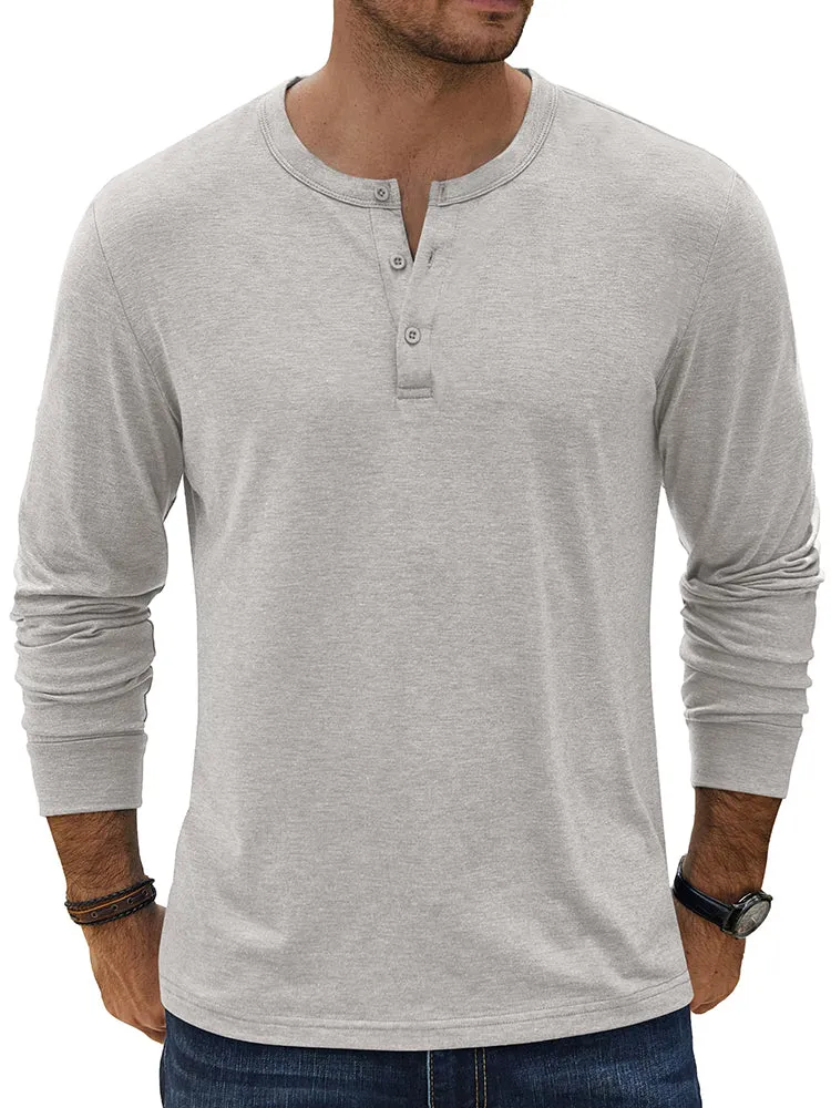 Classic Lightweight Stretch Henley Tee (US Only) sold by Coofandy product image thumbnail 3