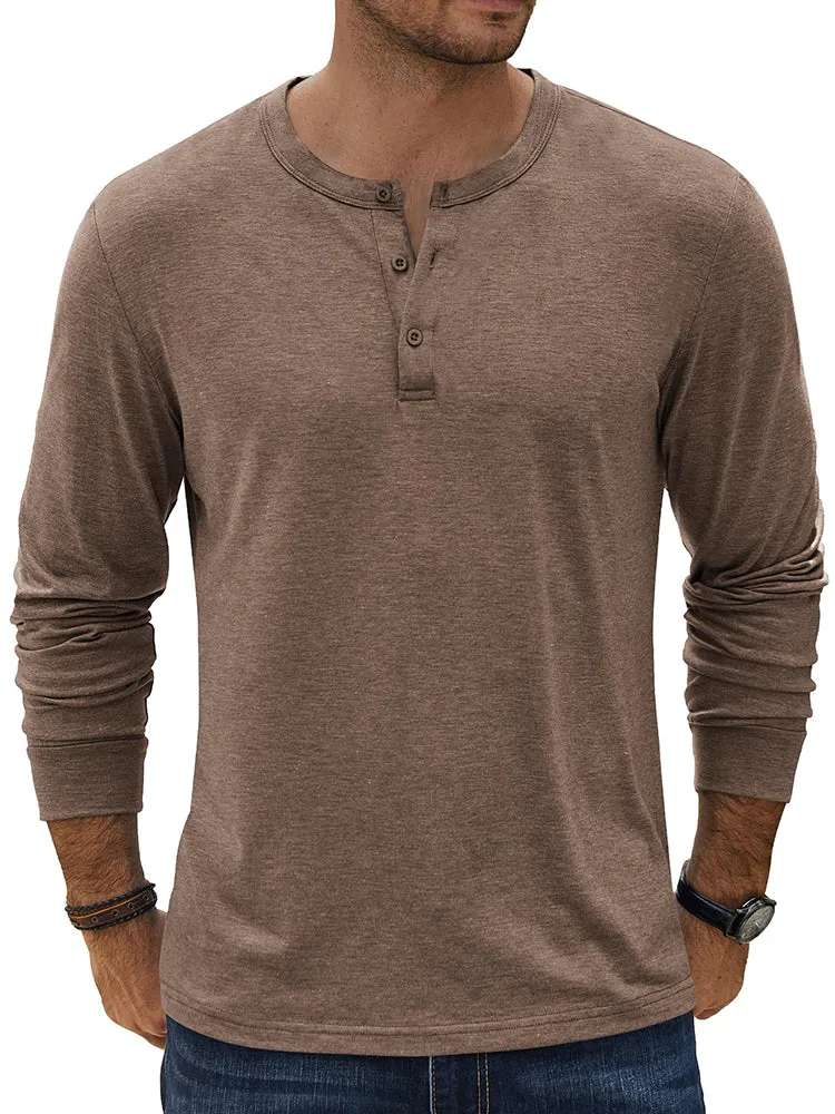 Classic Lightweight Stretch Henley Tee (US Only) sold by Coofandy