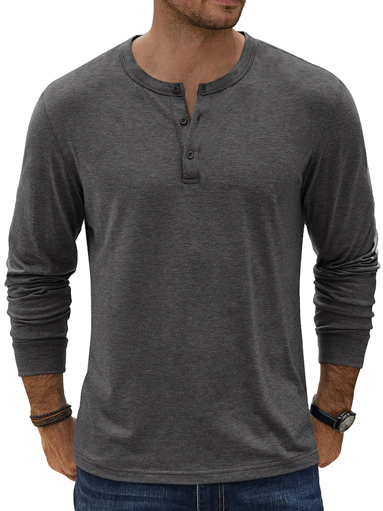 Classic Lightweight Stretch Henley Tee (US Only) sold by Coofandy product image thumbnail 5