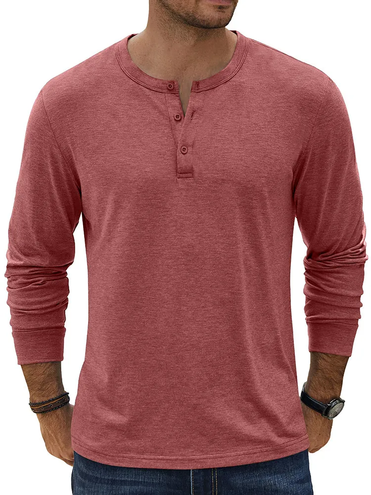 Classic Lightweight Stretch Henley Tee (US Only) sold by Coofandy product image thumbnail 4