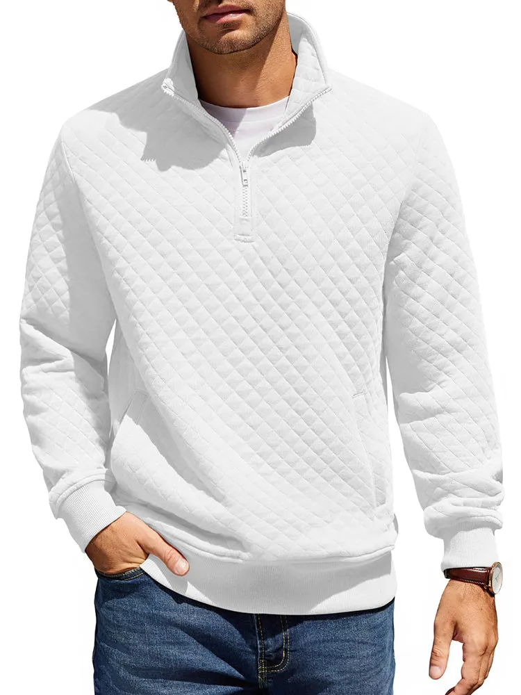 Trendy Quarter Zip Pullover Quilted Sweatshirt (US Only) sold by Coofandy product image thumbnail 4