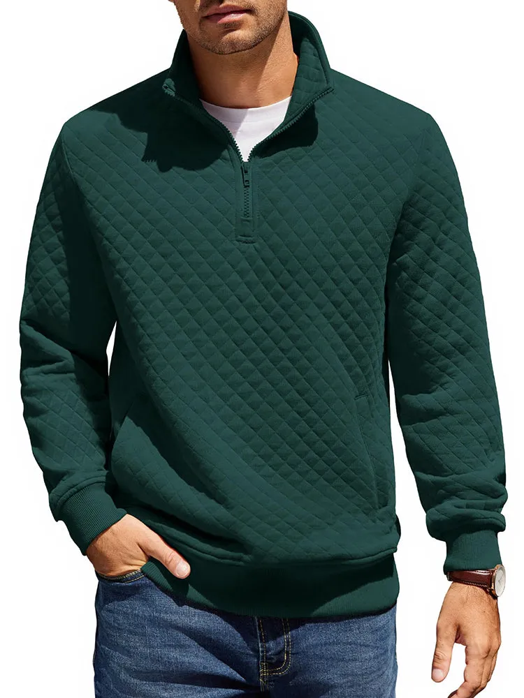 Trendy Quarter Zip Pullover Quilted Sweatshirt (US Only) sold by Coofandy product image thumbnail 3