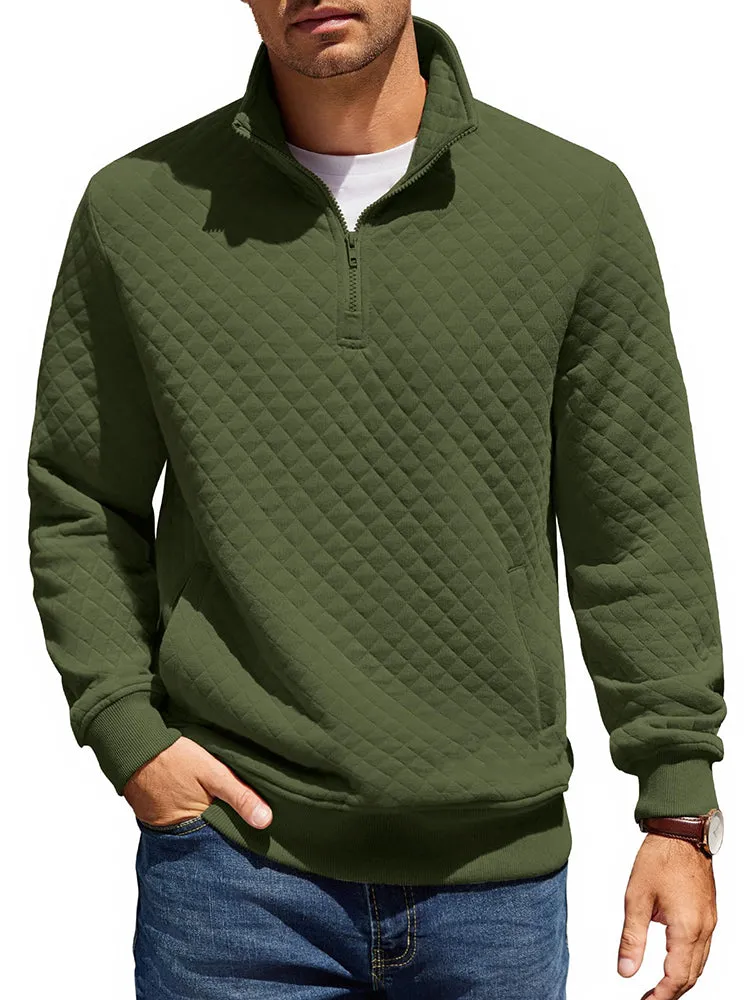 Trendy Quarter Zip Pullover Quilted Sweatshirt (US Only) sold by Coofandy product image thumbnail 5