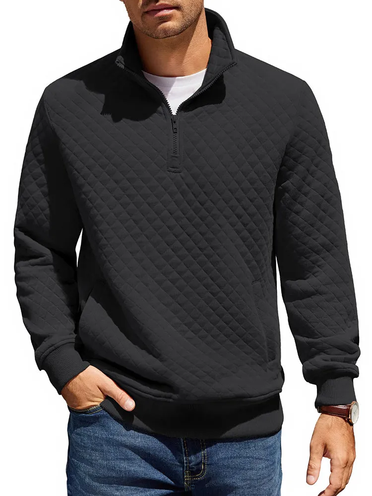 Trendy Quarter Zip Pullover Quilted Sweatshirt (US Only) sold by Coofandy product image thumbnail 2