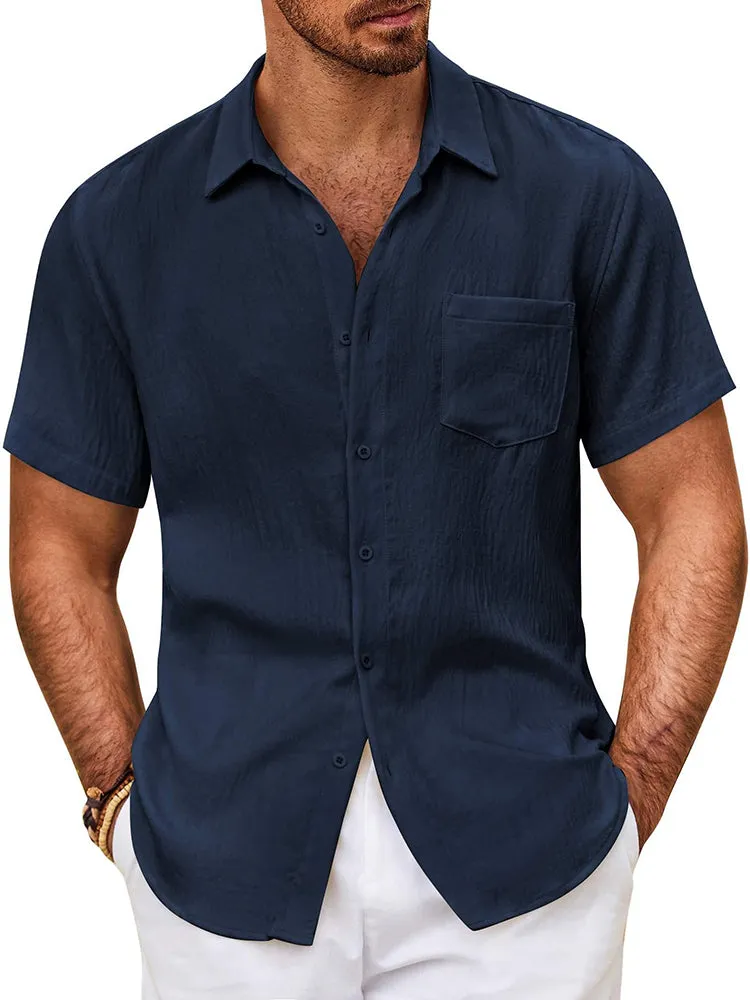 Textured Short Sleeve Button Down Shirt (US Only) sold by Coofandy product image thumbnail 5