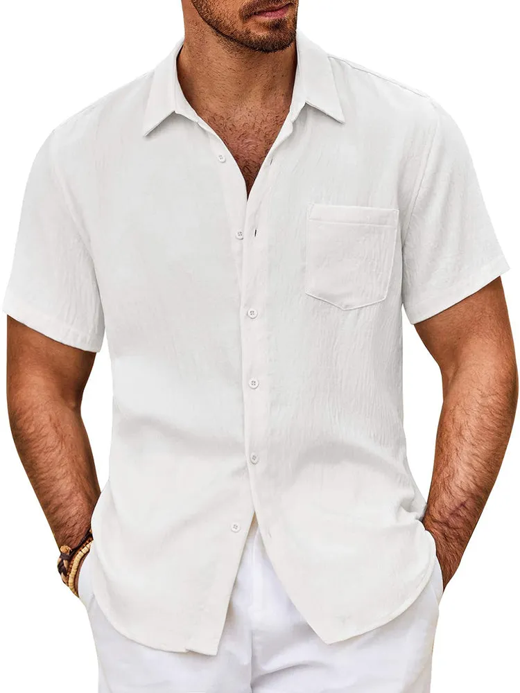 Textured Short Sleeve Button Down Shirt (US Only) sold by Coofandy product image thumbnail 3