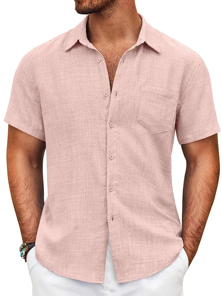 Textured Short Sleeve Button Down Shirt (US Only) sold by Coofandy