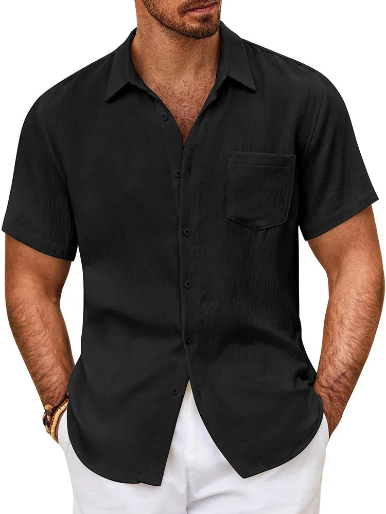 Textured Short Sleeve Button Down Shirt (US Only) sold by Coofandy product image thumbnail 2