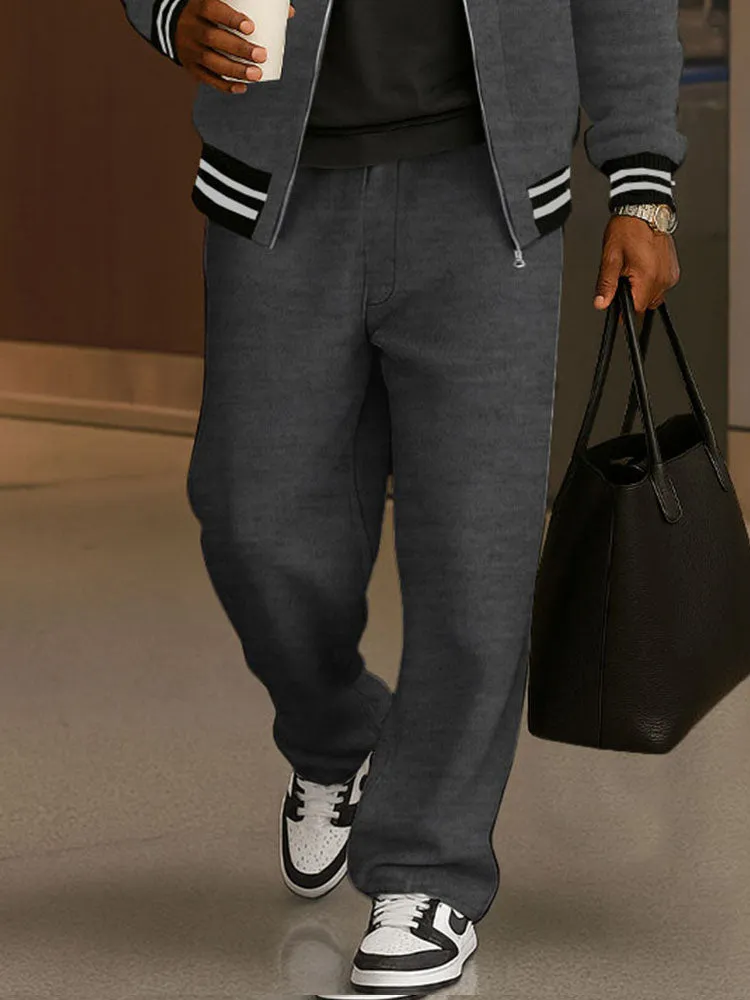 Casual Fleece Patchwork Jacket Pants Set sold by Coofandy product image thumbnail 4