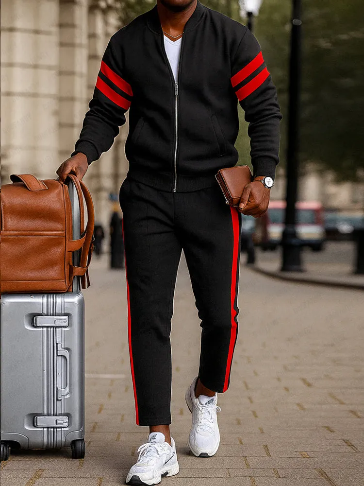 Casual Sporty Stripe 2-Piece Set sold by Coofandy product image thumbnail 2