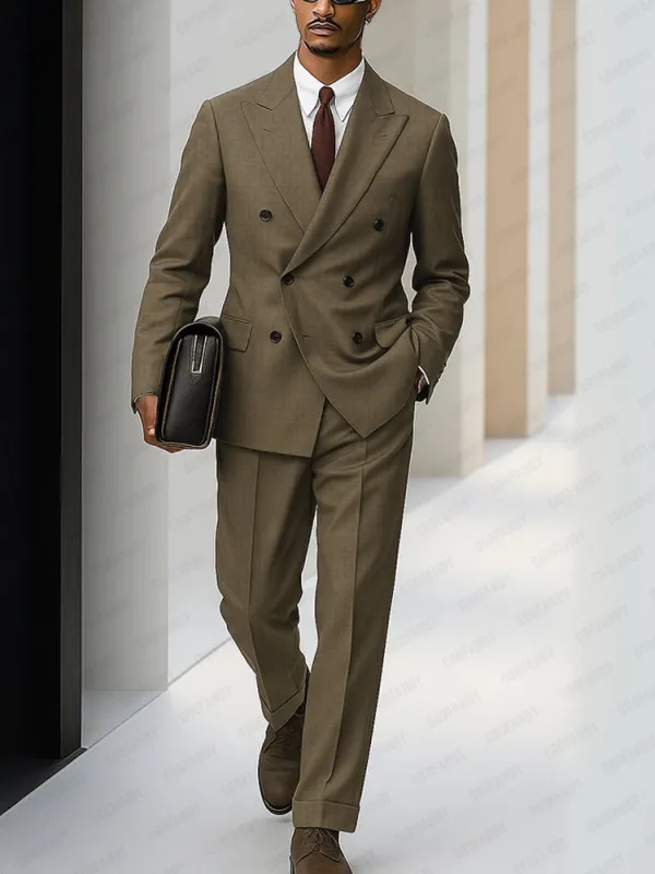 Stylish Gentlemen Double-Breasted Suit Set sold by Coofandy
