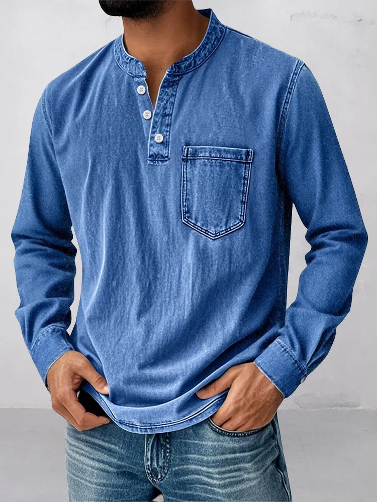 Casual Essential Retro Henley Shirt sold by Coofandy product image thumbnail 3