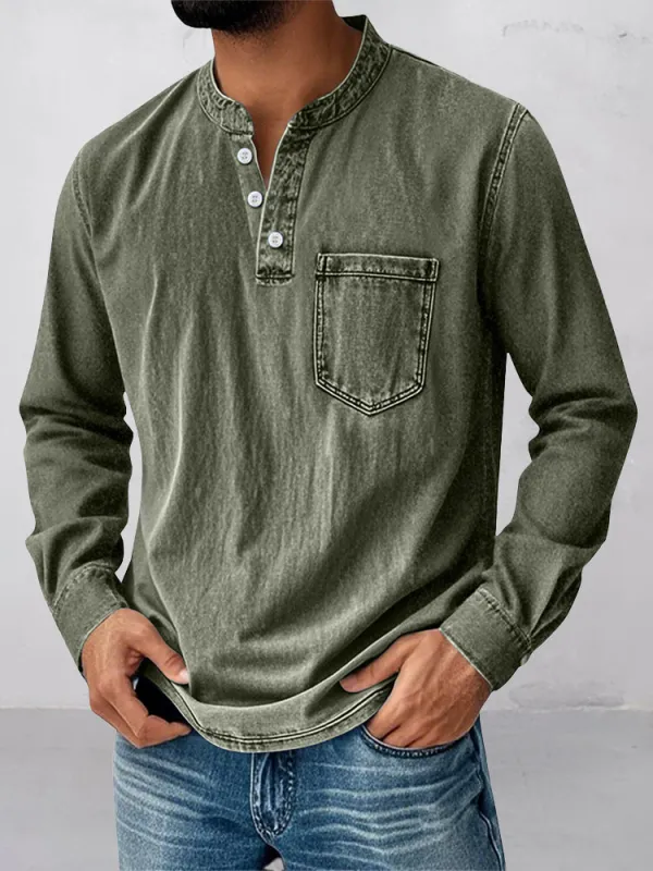 Casual Essential Retro Henley Shirt sold by Coofandy