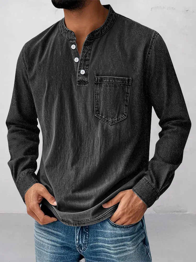 Casual Essential Retro Henley Shirt sold by Coofandy product image thumbnail 2