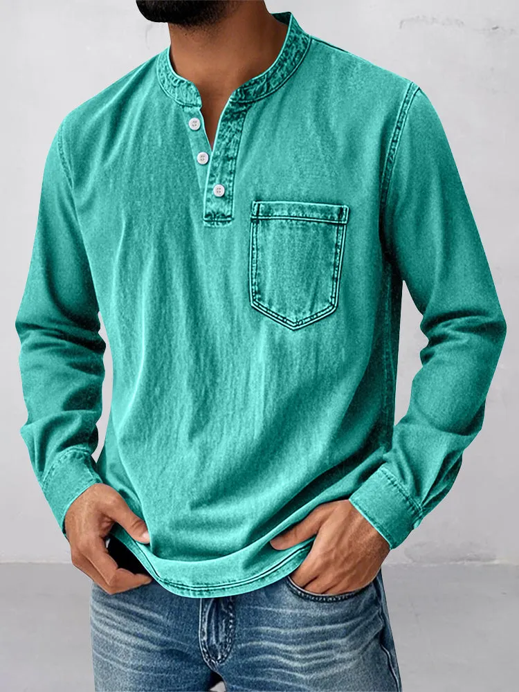 Casual Essential Retro Henley Shirt sold by Coofandy product image thumbnail 4