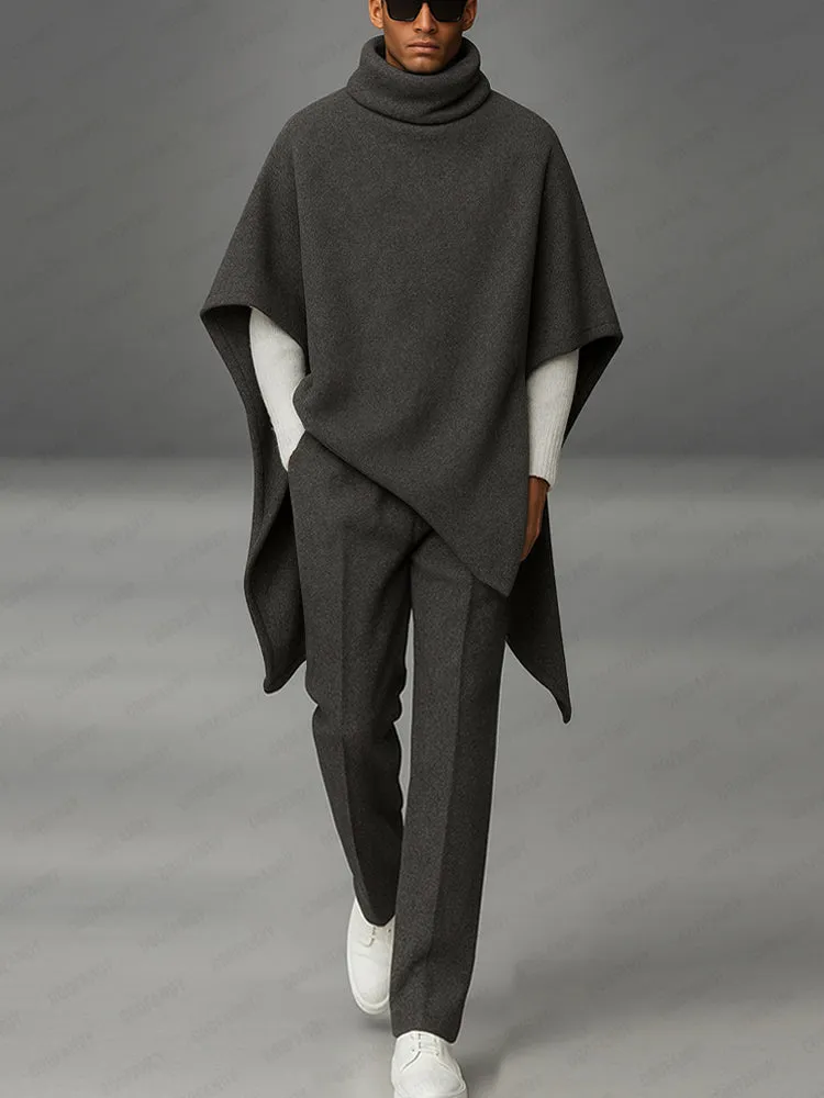 Urban Turtleneck Cloak Cape and Pants Set sold by Coofandy