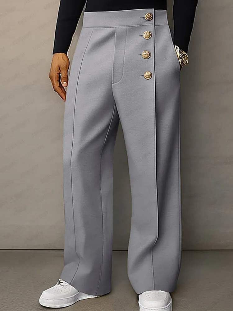 Casual Refined Button Detail Suit Pants sold by Coofandy