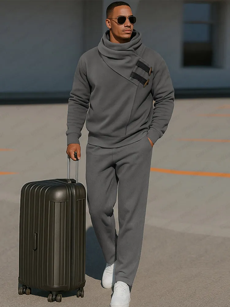 Trendy Asymmetric Placket Sweatsuit Set sold by Coofandy