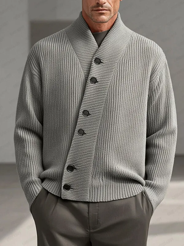 Modern Asymmetric Placket Knit Cardigan sold by Coofandy