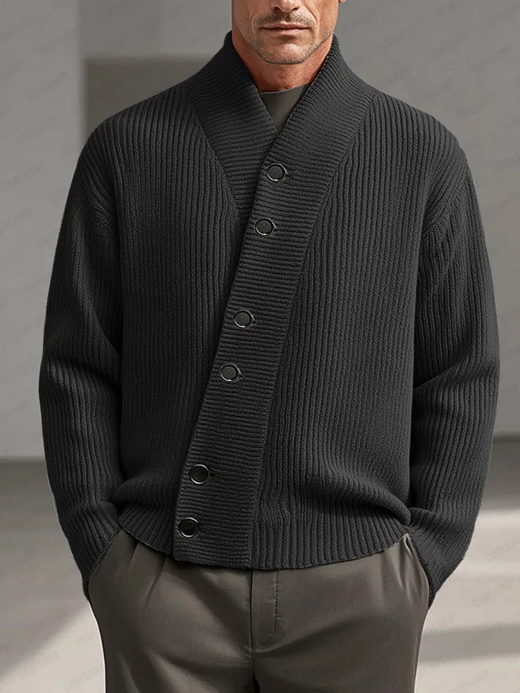 Modern Asymmetric Placket Knit Cardigan sold by Coofandy product image thumbnail 2