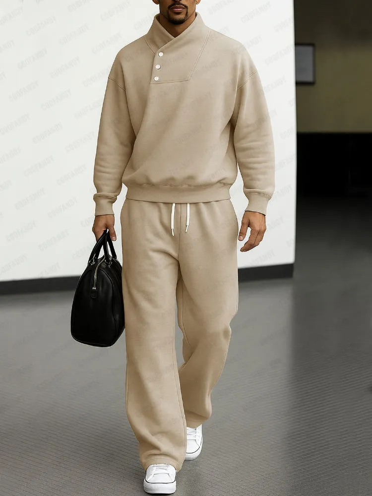 Casual Asymmetric Collar Sweatshirt Pants Set sold by Coofandy product image thumbnail 2