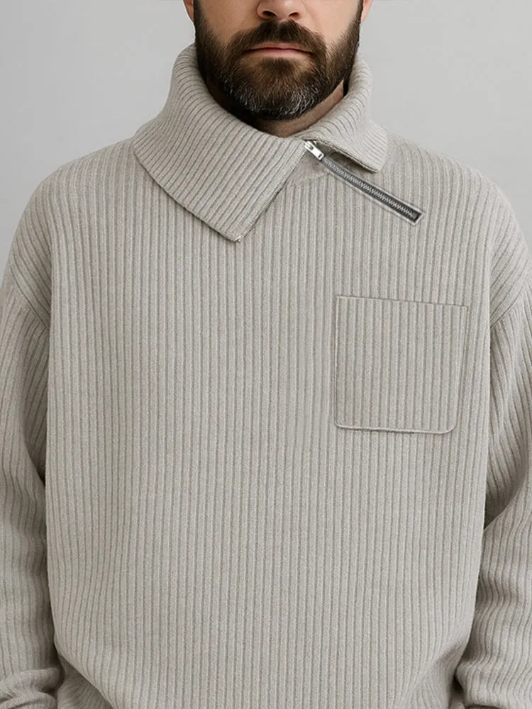 Casual Asymmetric Collar Knit Sweater sold by Coofandy product image thumbnail 3