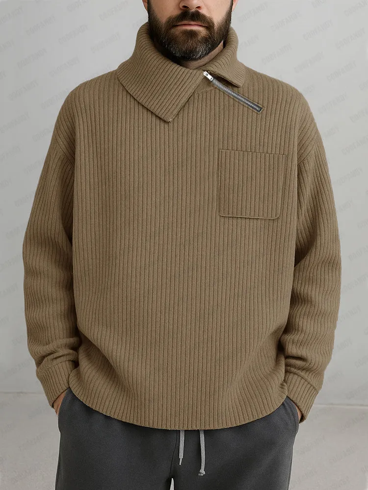 Casual Asymmetric Collar Knit Sweater sold by Coofandy product image thumbnail 2