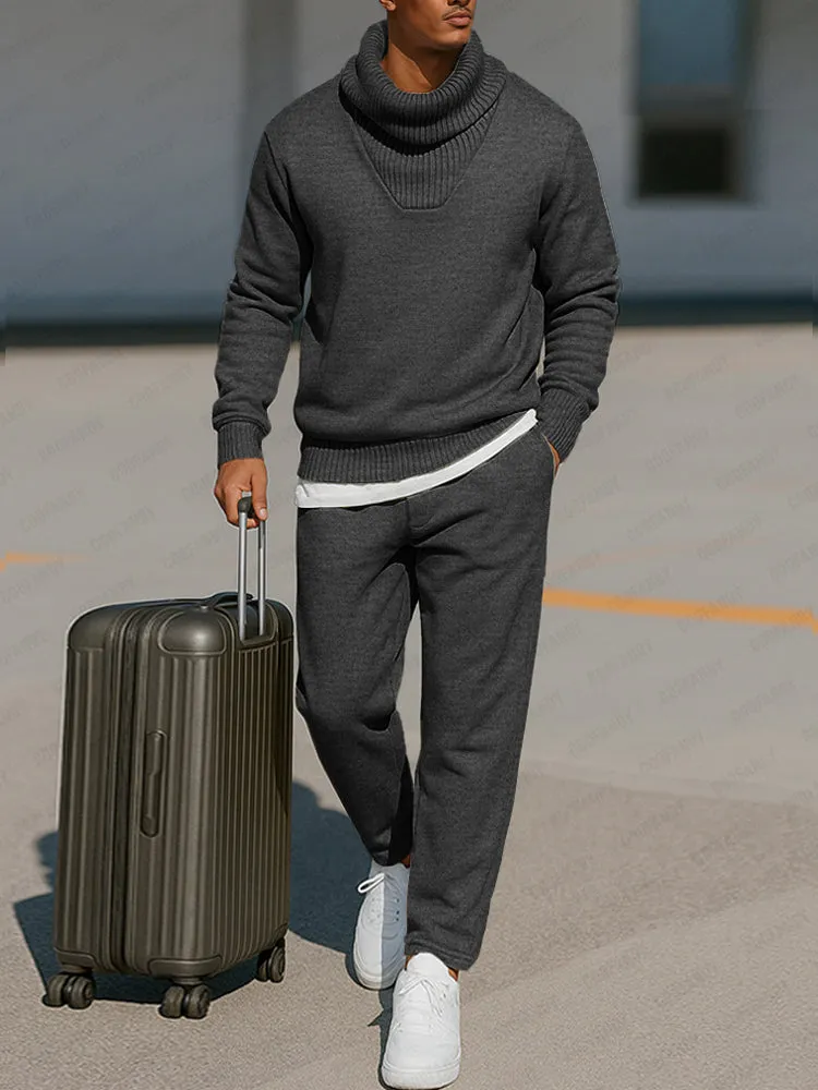 Comfy Ribbed Turtleneck Sweatsuit Set sold by Coofandy product image thumbnail 2