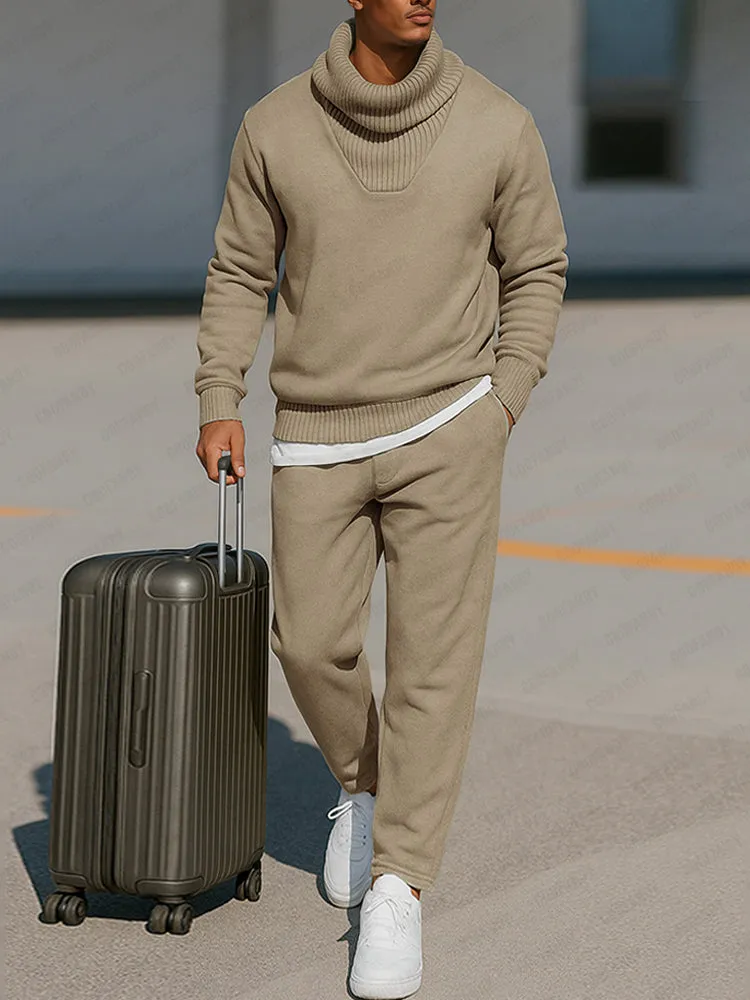 Comfy Ribbed Turtleneck Sweatsuit Set sold by Coofandy