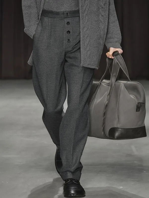 Modern Decorative Button Front Suit Pants sold by Coofandy