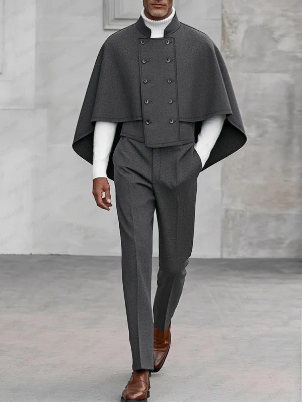 Premium Designer Cape Coat Pants Set sold by Coofandy