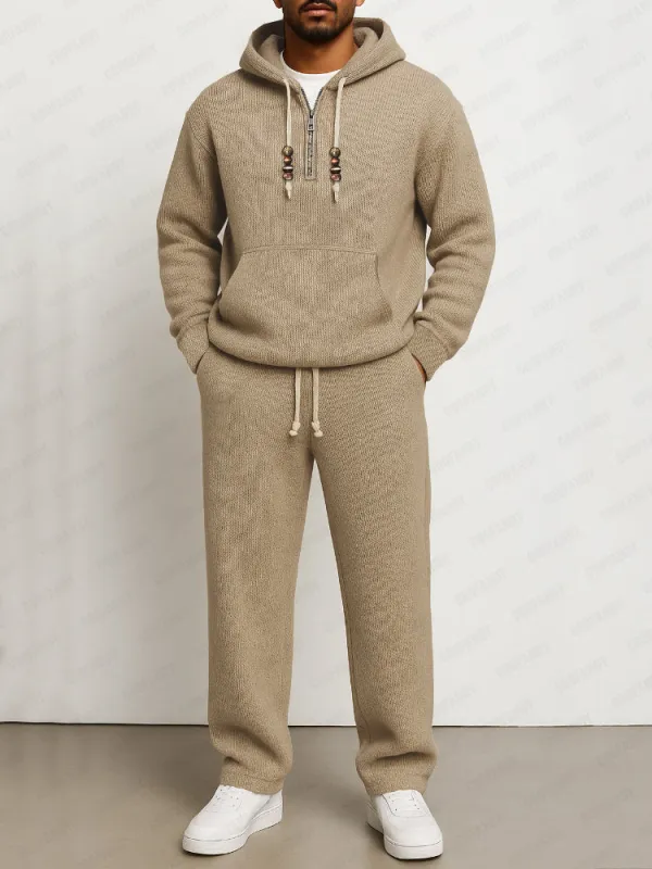 Athleisure Knit Hoodie Sweatpants Set sold by Coofandy