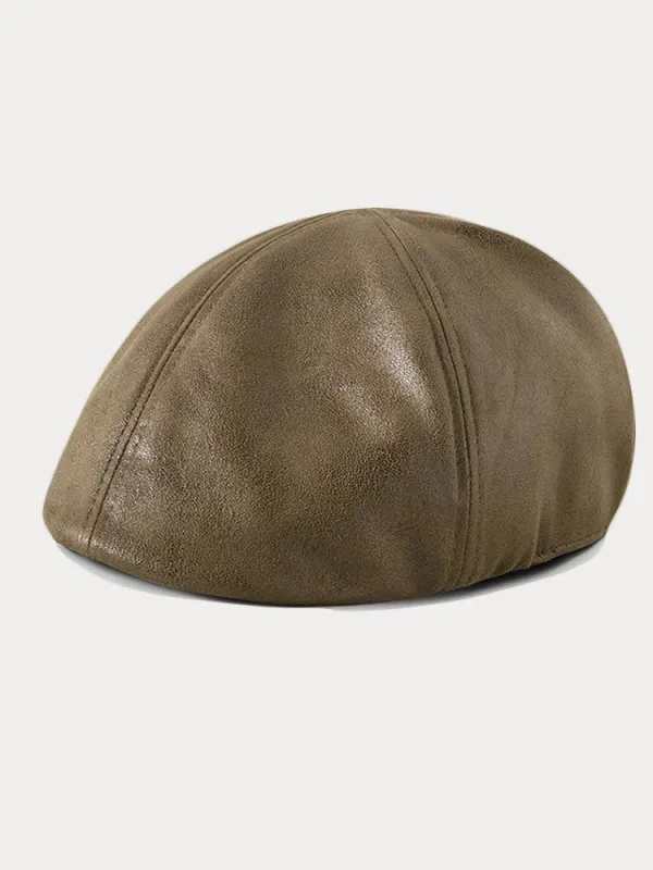 Vintage PU Leather Beret Cap sold by Coofandy