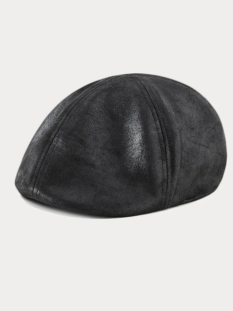 Vintage PU Leather Beret Cap sold by Coofandy product image thumbnail 3