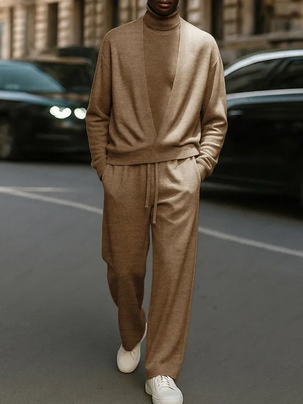 Minimalist Comfort Turtleneck Top Pants Set sold by Coofandy
