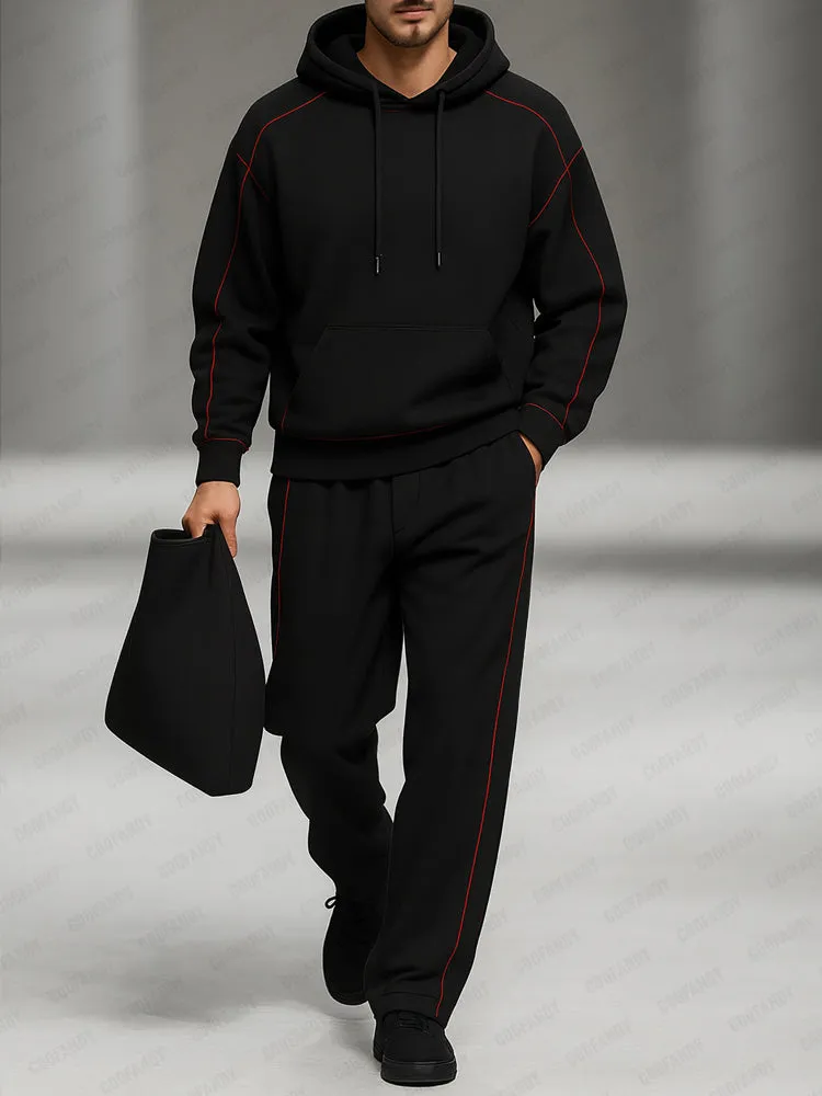 Stylish Lines Design Sweatshirt Set sold by Coofandy